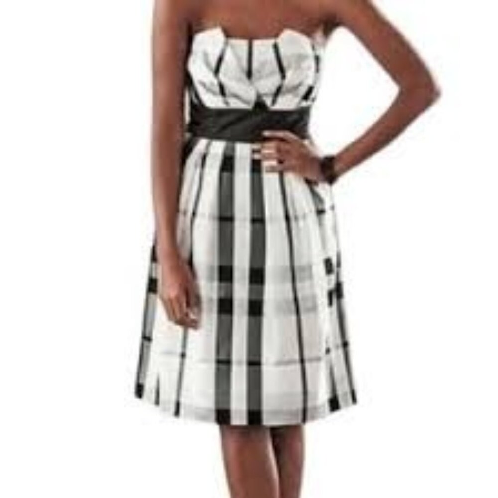 Elegant White House Black Market Dress NWOT Black & White Checkered